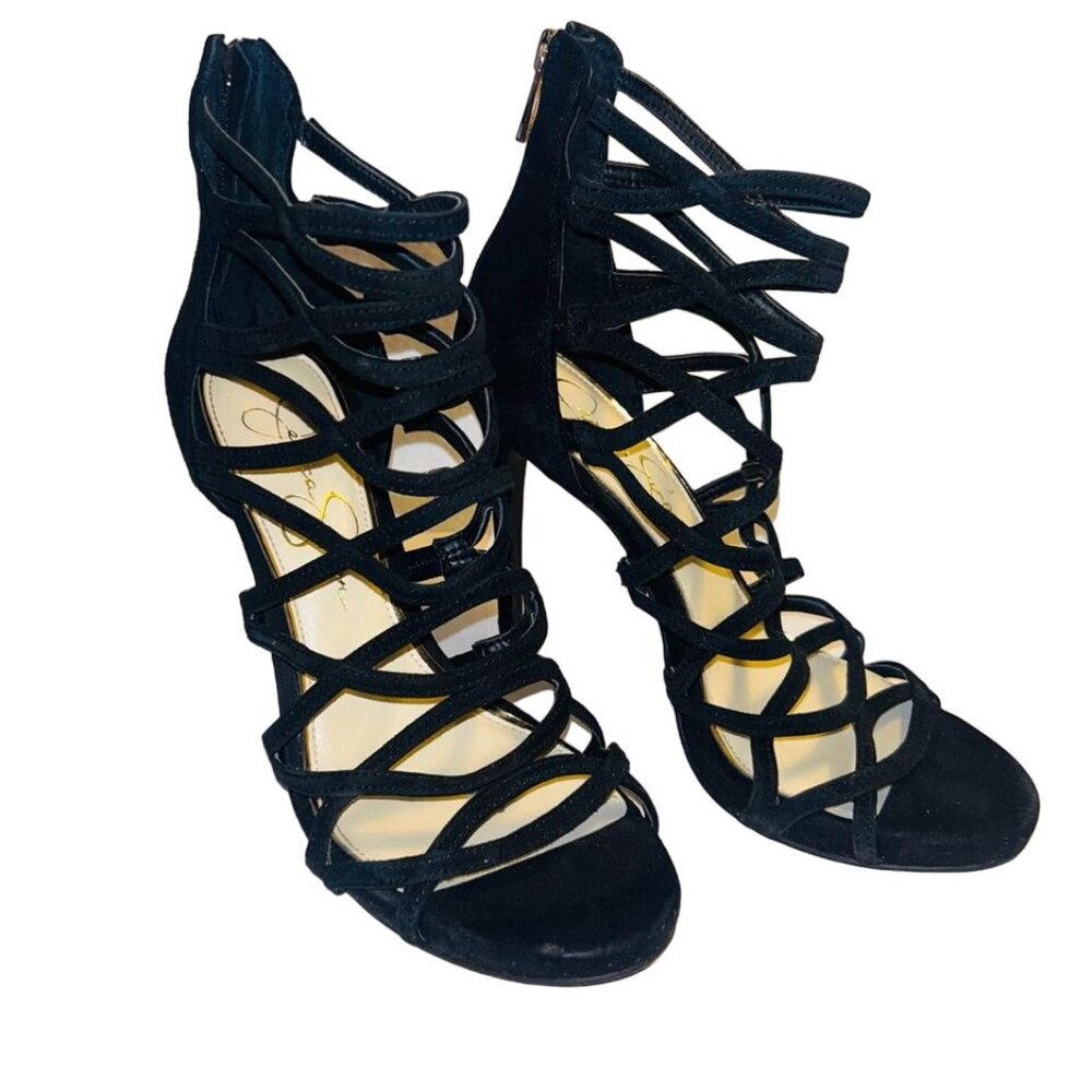 Jessica Simpson Black Gladiator Stilettos Heels Woman’s Size 7.5